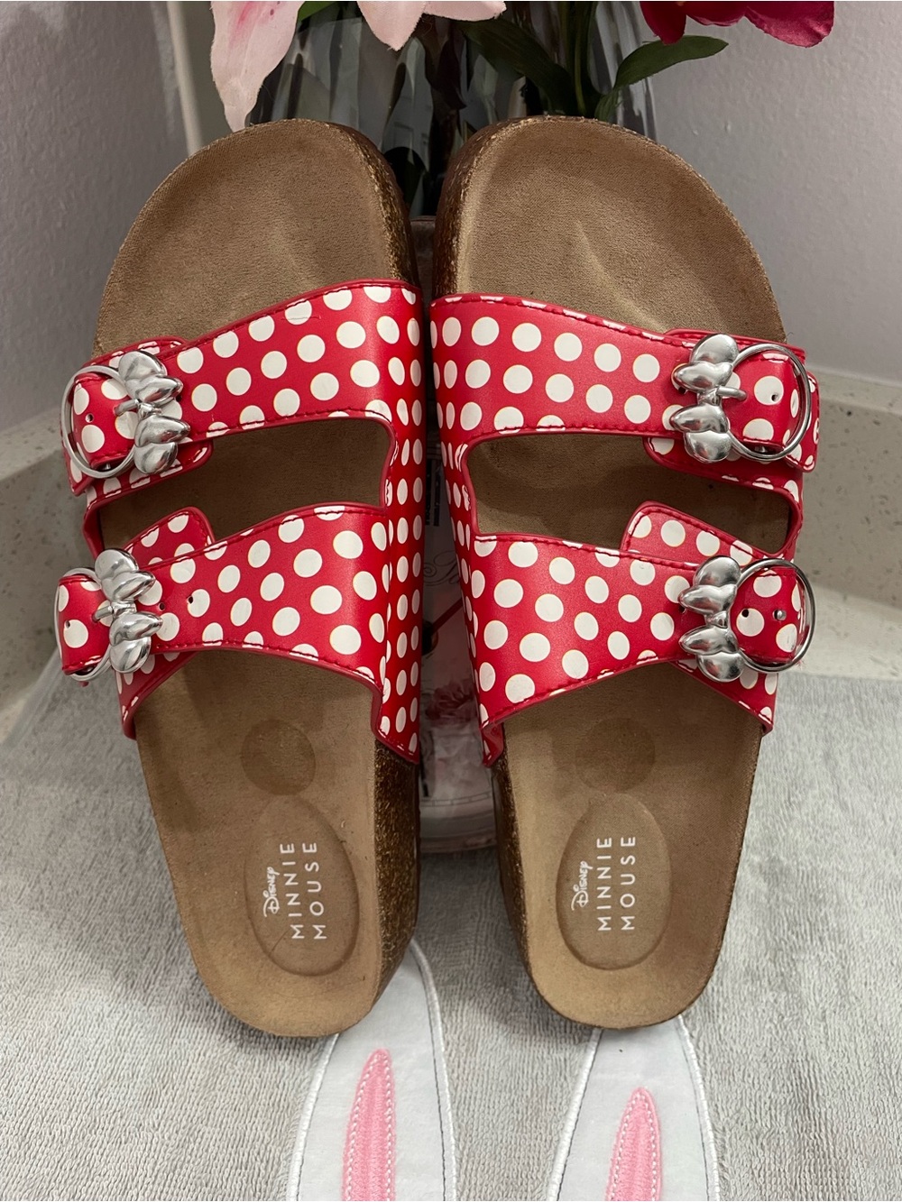 Disney Minnie Mouse Red & White Polka Dot Double-Strap Sandals